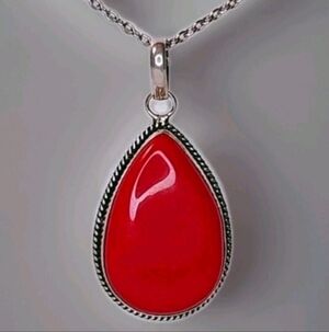 Boho Red Jasper Teardrop Pendant Necklace